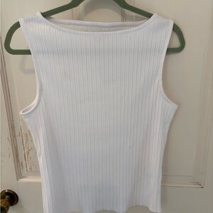 White Sleeveless Ribbed Top